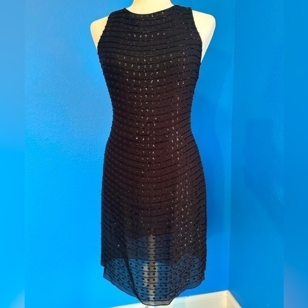 Alice + Olivia, black sequin mini dress